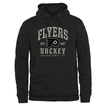 Men's Philadelphia Flyers Camo Stack Pullover Hoodie - Black