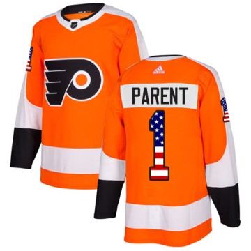 Authentic Adidas Men's Bernie Parent Philadelphia Flyers USA Flag Fashion Jersey - Orange