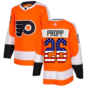 Authentic Adidas Men's Brian Propp Philadelphia Flyers USA Flag Fashion Jersey - Orange