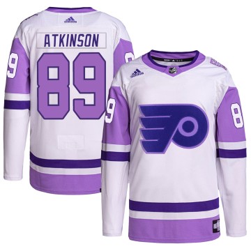 Authentic Adidas Men's Cam Atkinson Philadelphia Flyers Hockey Fights Cancer Primegreen Jersey - White/Purple