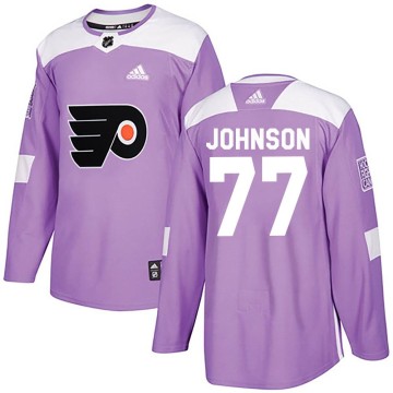 Authentic Adidas Men's Erik Johnson Philadelphia Flyers Fights Cancer Practice Jersey - Purple