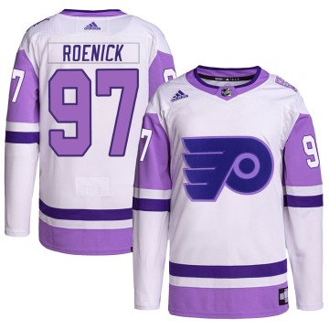 Authentic Adidas Men's Jeremy Roenick Philadelphia Flyers Hockey Fights Cancer Primegreen Jersey - White/Purple