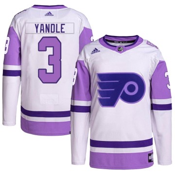 Authentic Adidas Men's Keith Yandle Philadelphia Flyers Hockey Fights Cancer Primegreen Jersey - White/Purple