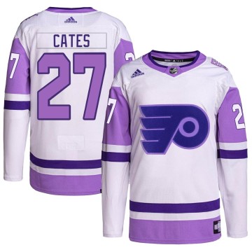 Authentic Adidas Men's Noah Cates Philadelphia Flyers Hockey Fights Cancer Primegreen Jersey - White/Purple