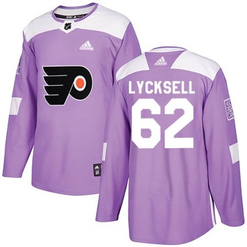 Authentic Adidas Men's Olle Lycksell Philadelphia Flyers Fights Cancer Practice Jersey - Purple