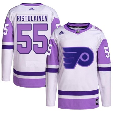 Authentic Adidas Men's Rasmus Ristolainen Philadelphia Flyers Hockey Fights Cancer Primegreen Jersey - White/Purple