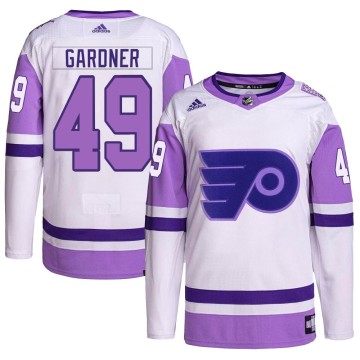 Authentic Adidas Men's Rhett Gardner Philadelphia Flyers Hockey Fights Cancer Primegreen Jersey - White/Purple