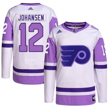 Authentic Adidas Men's Ryan Johansen Philadelphia Flyers Hockey Fights Cancer Primegreen Jersey - White/Purple