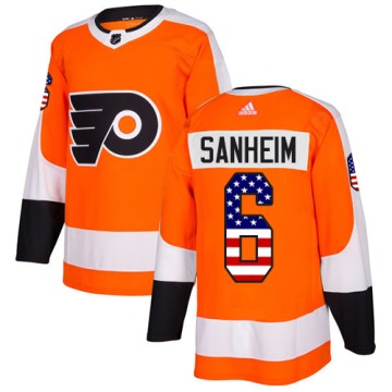 Authentic Adidas Men's Travis Sanheim Philadelphia Flyers USA Flag Fashion Jersey - Orange