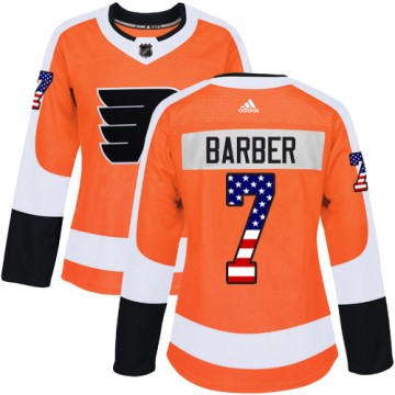 Authentic Adidas Women's Bill Barber Philadelphia Flyers USA Flag Fashion Jersey - Orange