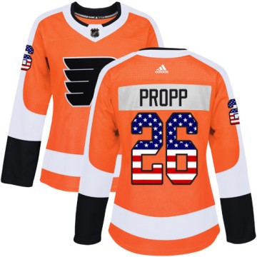 Authentic Adidas Women's Brian Propp Philadelphia Flyers USA Flag Fashion Jersey - Orange