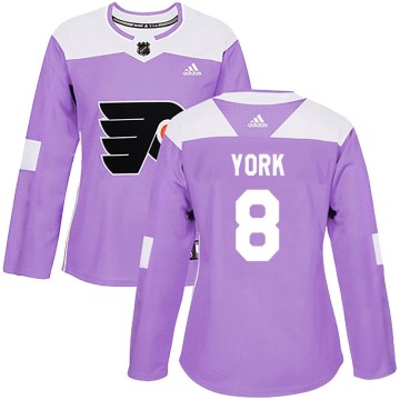 Authentic Adidas Women's Cam York Philadelphia Flyers Fights Cancer Practice Jersey - Purple