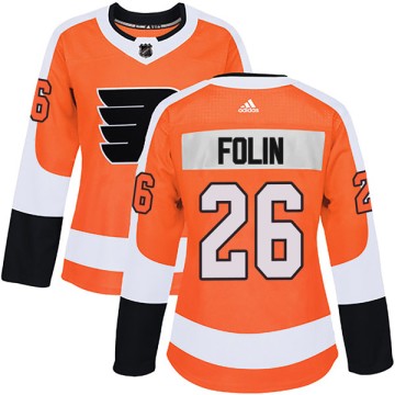 Authentic Adidas Women's Christian Folin Philadelphia Flyers Home Jersey - Orange