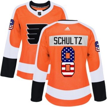 Authentic Adidas Women's Dave Schultz Philadelphia Flyers USA Flag Fashion Jersey - Orange
