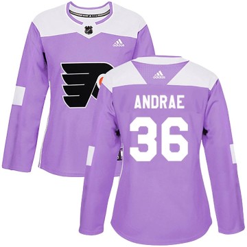 Authentic Adidas Women's Emil Andrae Philadelphia Flyers Fights Cancer Practice Jersey - Purple