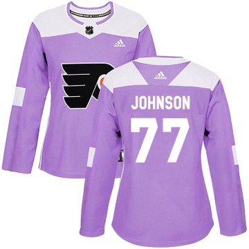 Authentic Adidas Women's Erik Johnson Philadelphia Flyers Fights Cancer Practice Jersey - Purple