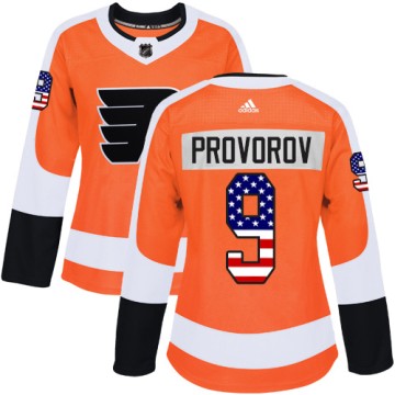 Authentic Adidas Women's Ivan Provorov Philadelphia Flyers USA Flag Fashion Jersey - Orange