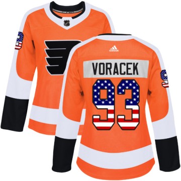 Authentic Adidas Women's Jakub Voracek Philadelphia Flyers USA Flag Fashion Jersey - Orange