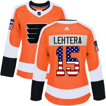 Authentic Adidas Women's Jori Lehtera Philadelphia Flyers USA Flag Fashion Jersey - Orange