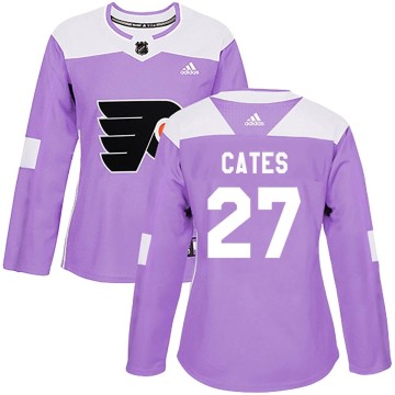 Authentic Adidas Women's Noah Cates Philadelphia Flyers Fights Cancer Practice Jersey - Purple