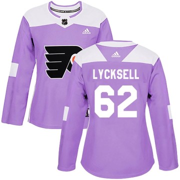 Authentic Adidas Women's Olle Lycksell Philadelphia Flyers Fights Cancer Practice Jersey - Purple