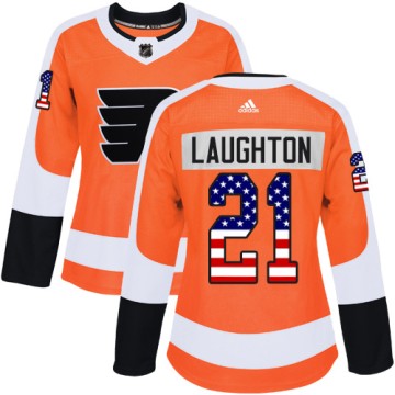 Authentic Adidas Women's Scott Laughton Philadelphia Flyers USA Flag Fashion Jersey - Orange