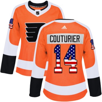 Authentic Adidas Women's Sean Couturier Philadelphia Flyers USA Flag Fashion Jersey - Orange