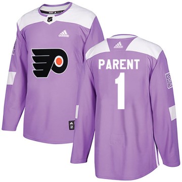 Authentic Adidas Youth Bernie Parent Philadelphia Flyers Fights Cancer Practice Jersey - Purple