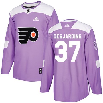 Authentic Adidas Youth Eric Desjardins Philadelphia Flyers Fights Cancer Practice Jersey - Purple