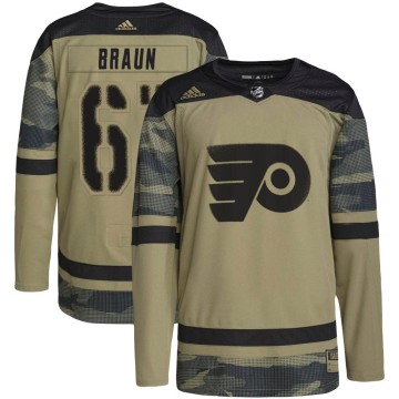 Authentic Adidas Youth Justin Braun Philadelphia Flyers Military Appreciation Practice Jersey - Camo