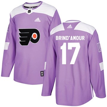 Authentic Adidas Youth Rod Brind'amour Philadelphia Flyers Rod Brind'Amour Fights Cancer Practice Jersey - Purple