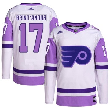 Authentic Adidas Youth Rod Brind'amour Philadelphia Flyers Rod Brind'Amour Hockey Fights Cancer Primegreen Jersey - White/Purple