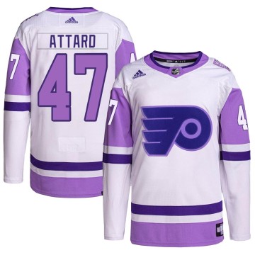 Authentic Adidas Youth Ronnie Attard Philadelphia Flyers Hockey Fights Cancer Primegreen Jersey - White/Purple