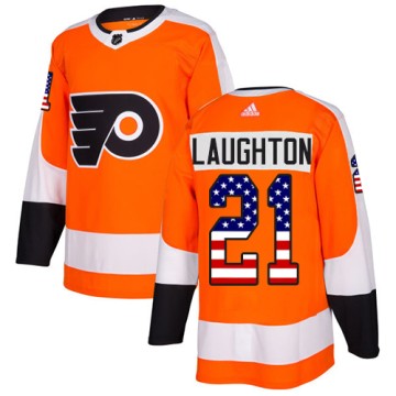 Authentic Adidas Youth Scott Laughton Philadelphia Flyers USA Flag Fashion Jersey - Orange