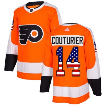 Authentic Adidas Youth Sean Couturier Philadelphia Flyers USA Flag Fashion Jersey - Orange
