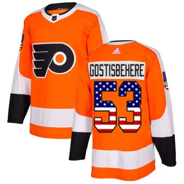 Authentic Adidas Youth Shayne Gostisbehere Philadelphia Flyers USA Flag Fashion Jersey - Orange
