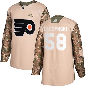 Authentic Adidas Youth Tanner Laczynski Philadelphia Flyers Veterans Day Practice Jersey - Camo