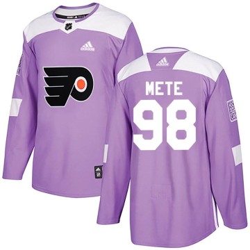 Authentic Adidas Youth Victor Mete Philadelphia Flyers Fights Cancer Practice Jersey - Purple