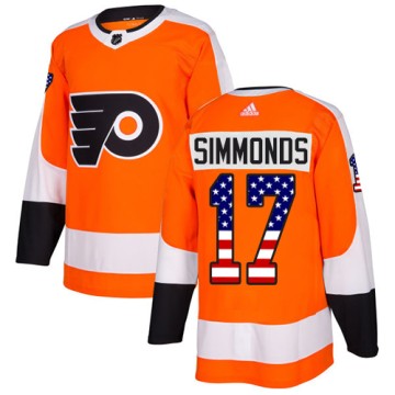 Authentic Adidas Youth Wayne Simmonds Philadelphia Flyers USA Flag Fashion Jersey - Orange