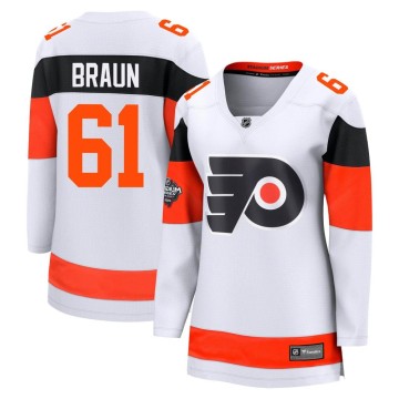 Breakaway Fanatics Branded Women's Justin Braun Philadelphia Flyers 2024 Stadium Series Jersey - White