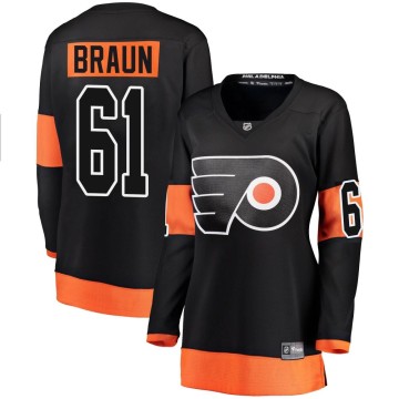 Breakaway Fanatics Branded Women's Justin Braun Philadelphia Flyers Alternate Jersey - Black