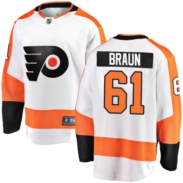 Breakaway Fanatics Branded Youth Justin Braun Philadelphia Flyers Away Jersey - White